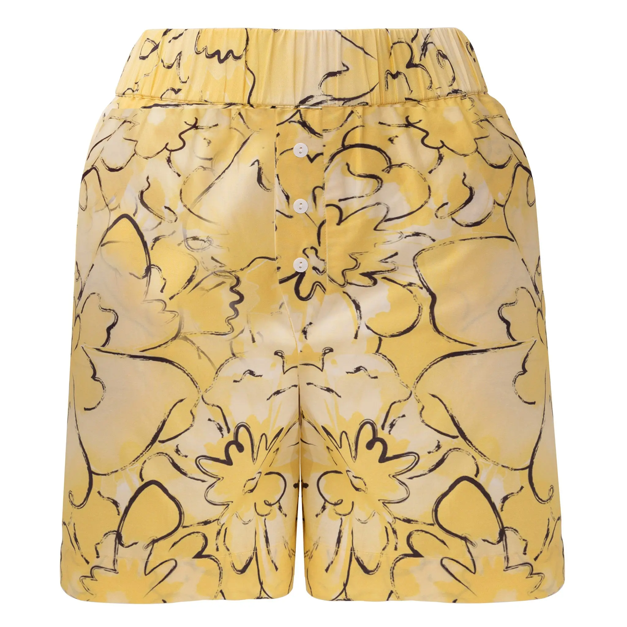 Silk Cotton Shorts Yellow Flowers - Image 8