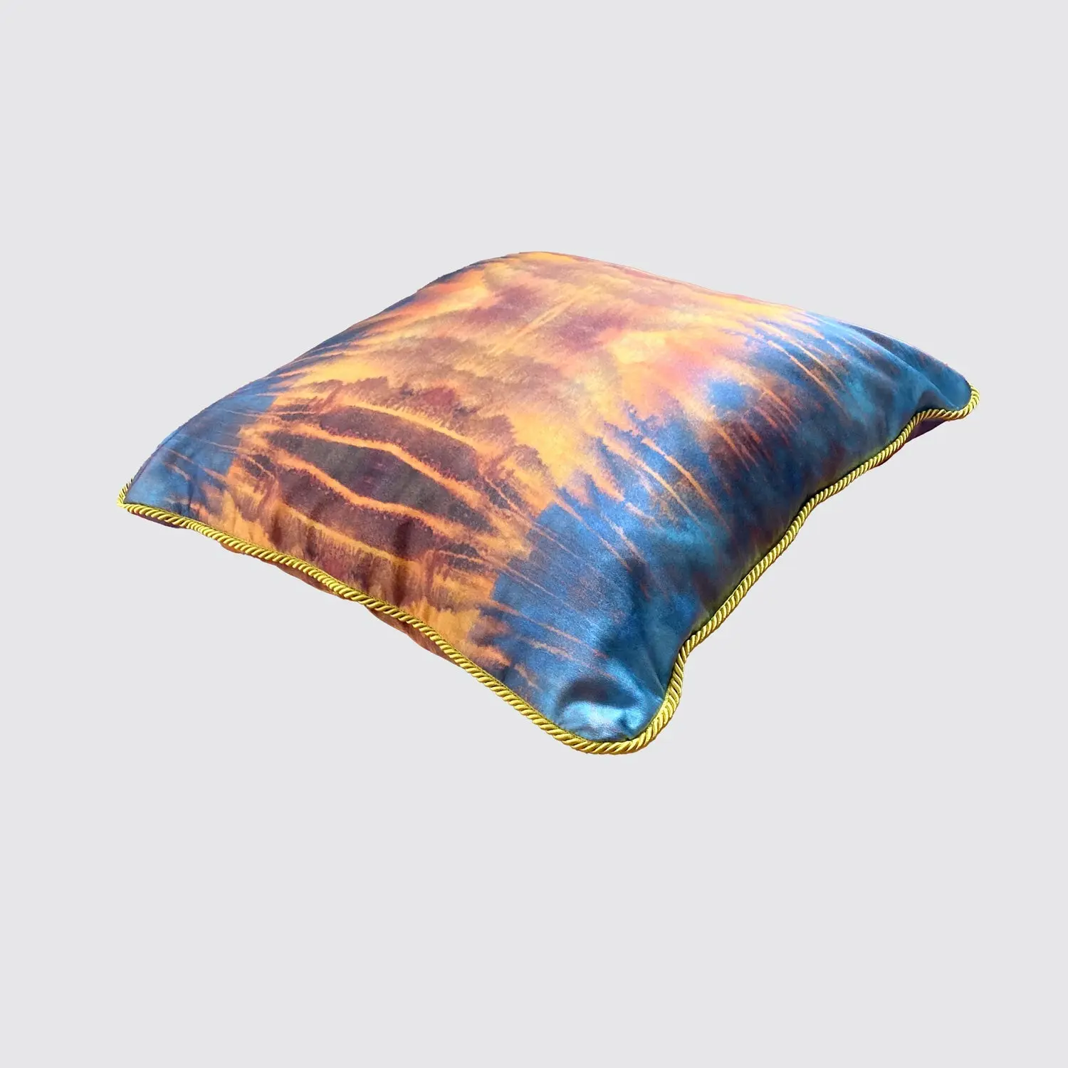 Silk Cushion - Blue Orange Water - Image 3