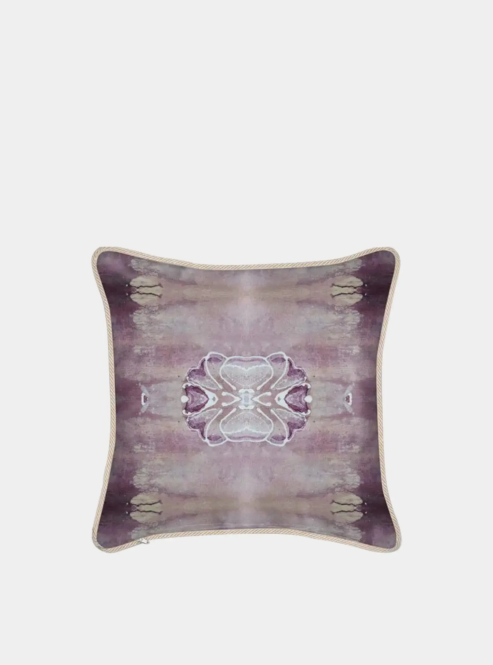 Silk Cushion - Violet Pink with Floral Pattern