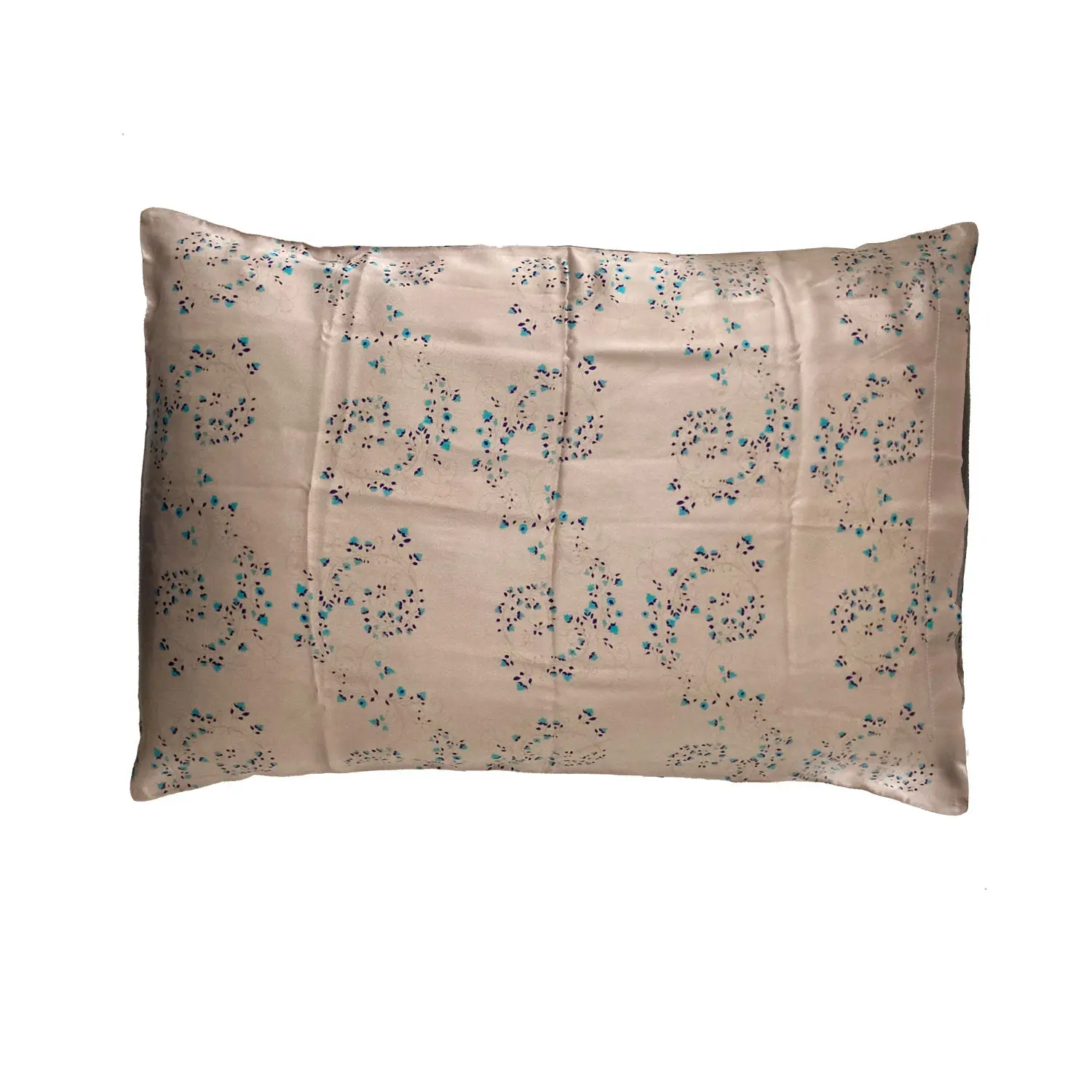 Silk Pillowcase - Pink With Fibonacci Turquoise Flowers - Image 6