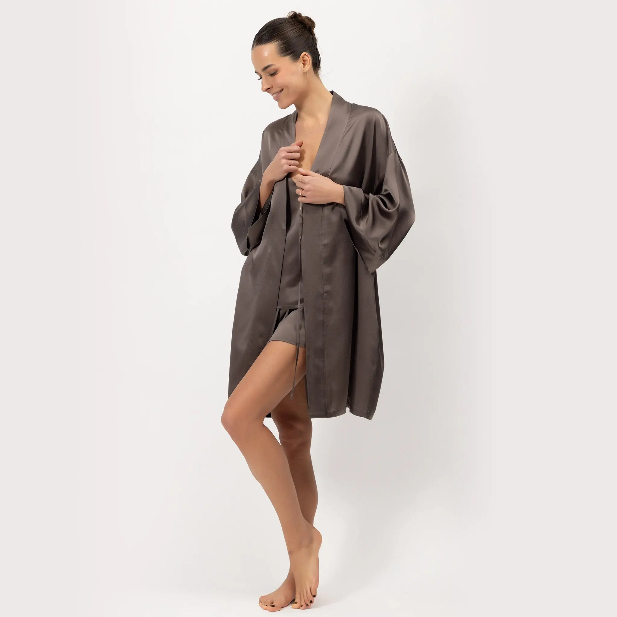 Silk Short Kimono-style Robe The Lady - Image 6