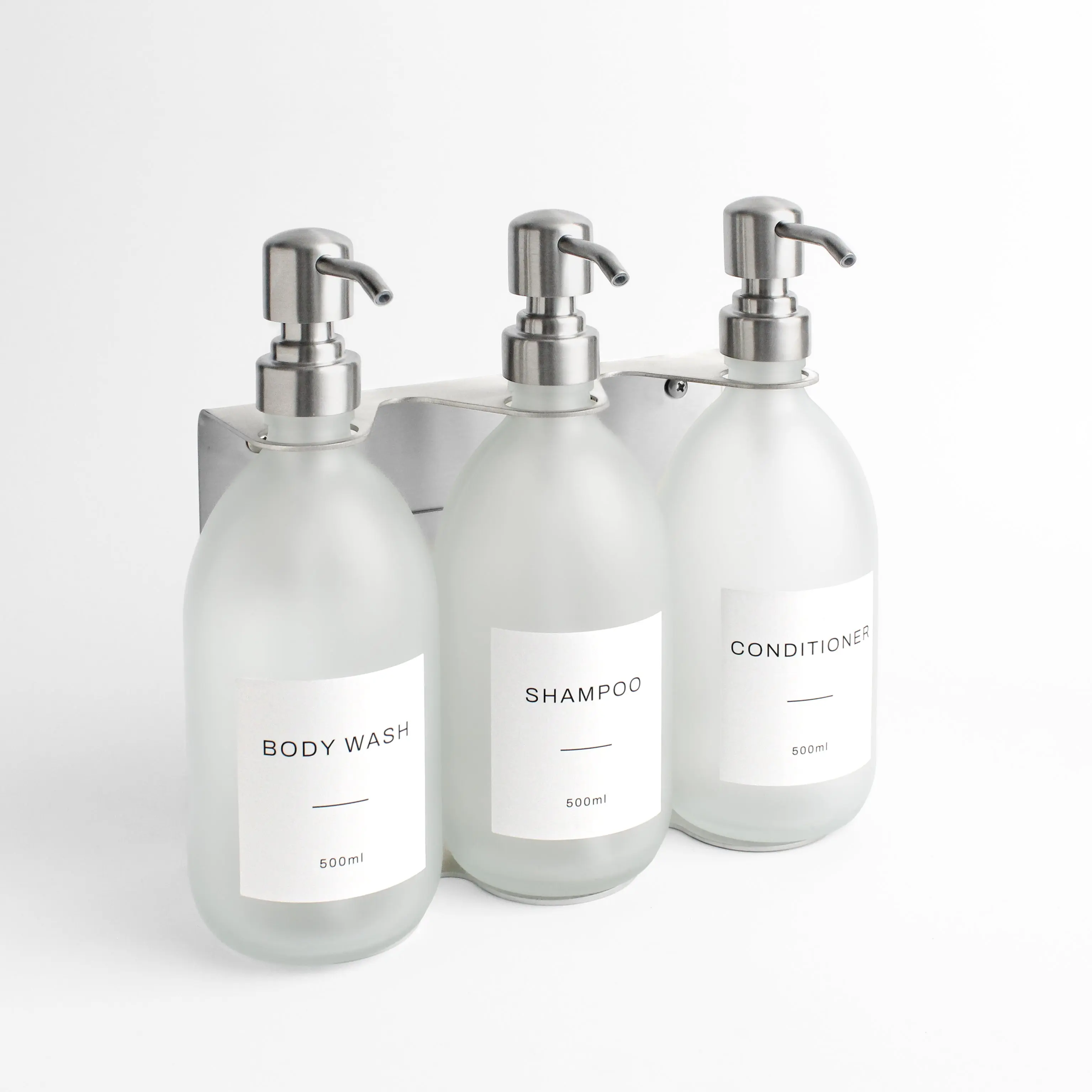 Silver Wall Bracket & Frosted White Glass Dispenser Set