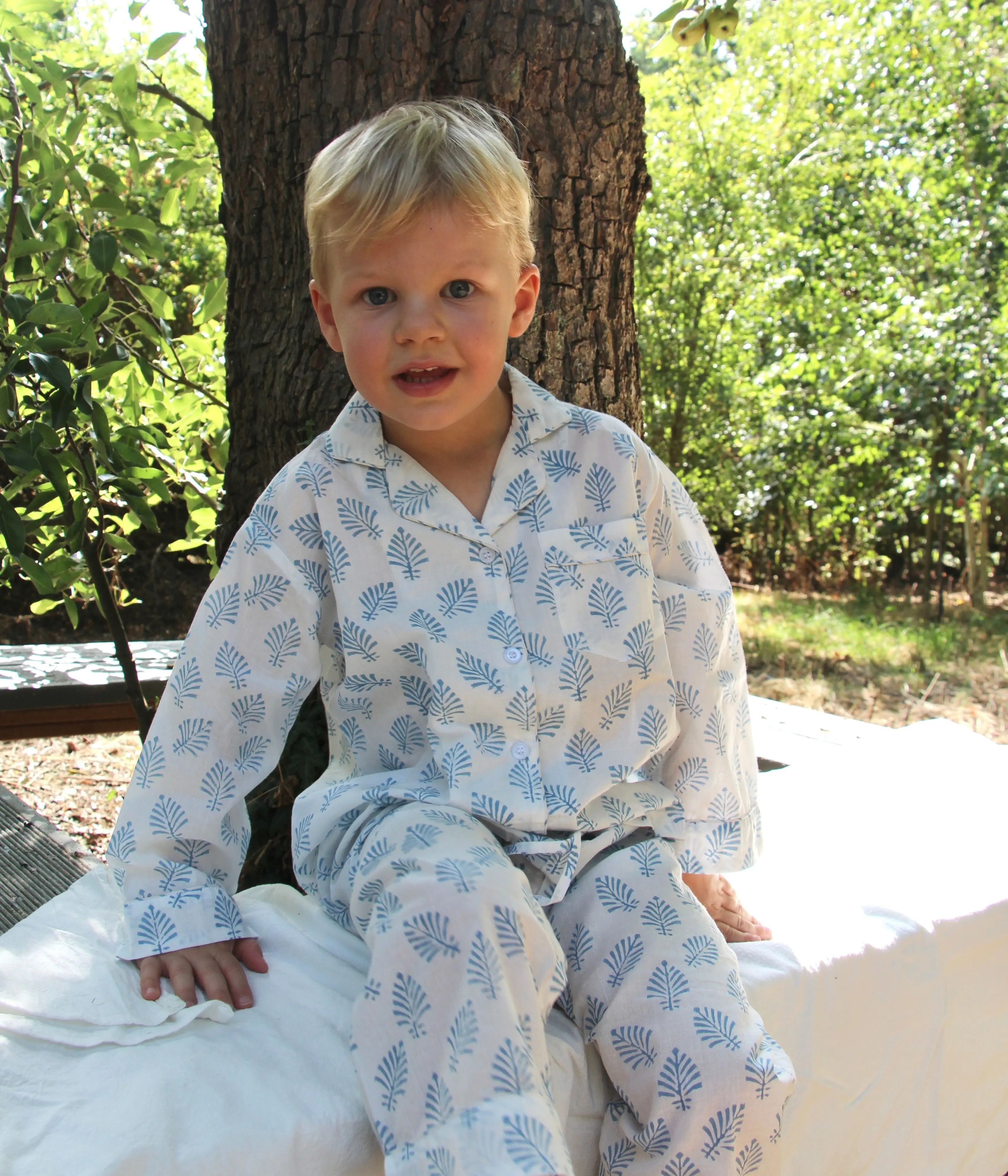 Sky Blue Leaf Children's Pyjama Trouser Set - Image 4