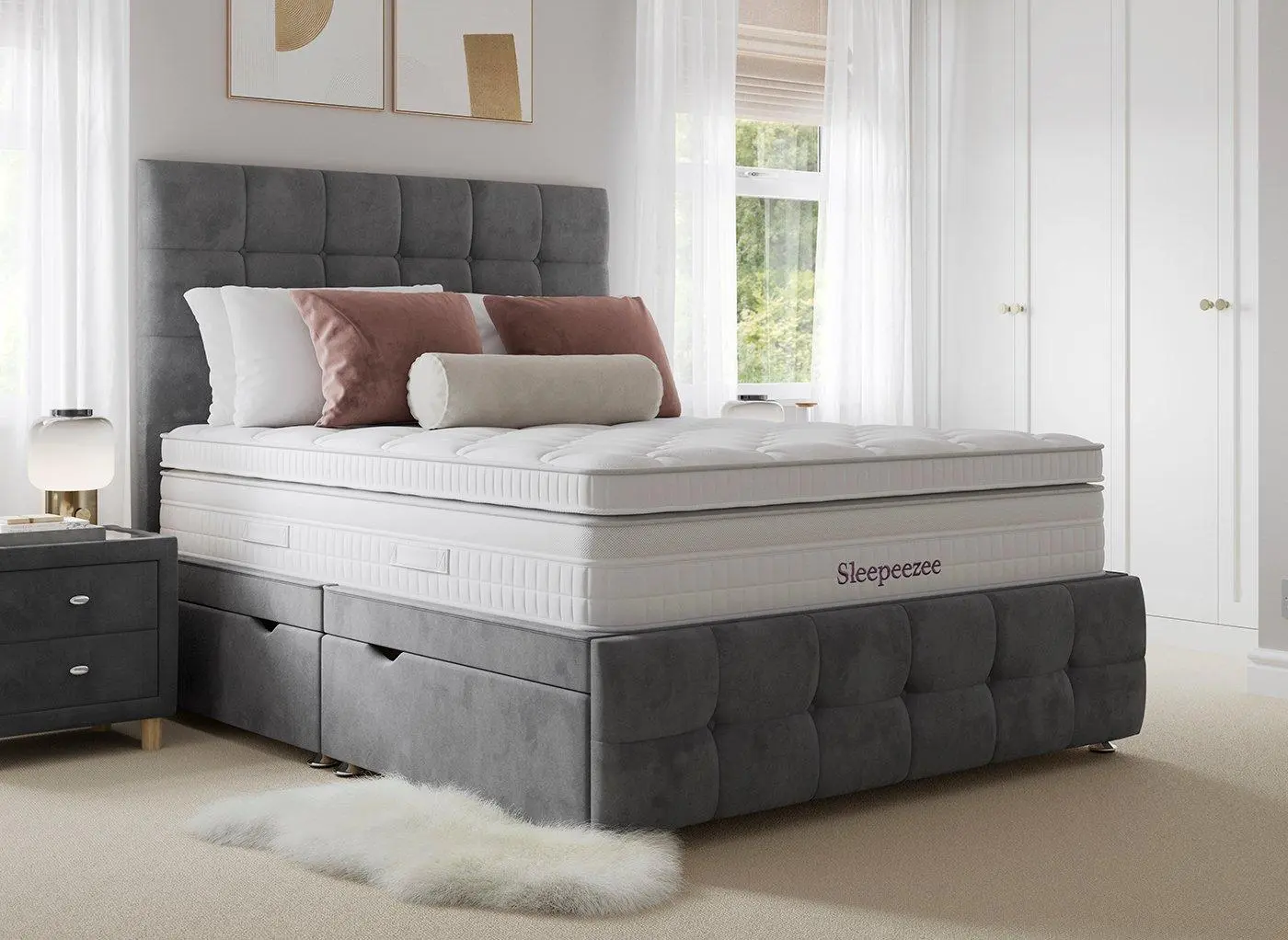 Sleepeezee Pompeii Ottoman Divan Bed Base - Grey