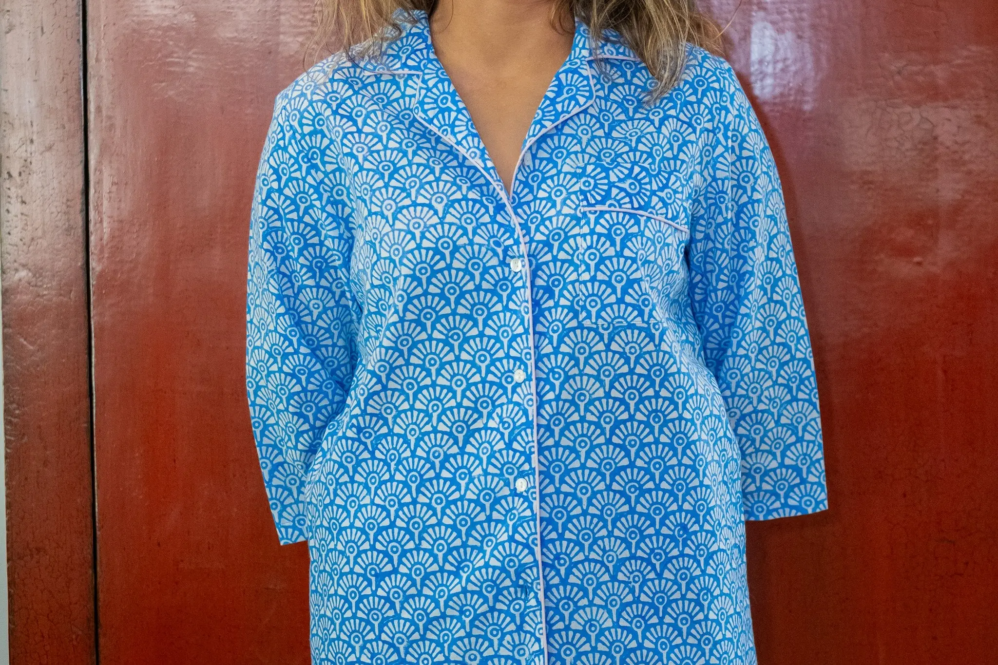 Somaya Block Printed Long Sleeve Pyjama Trouser Set - Image 3