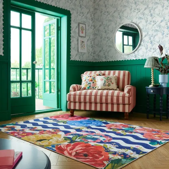 Sophie Robinson Juicy Bloom Floral Washable Rug