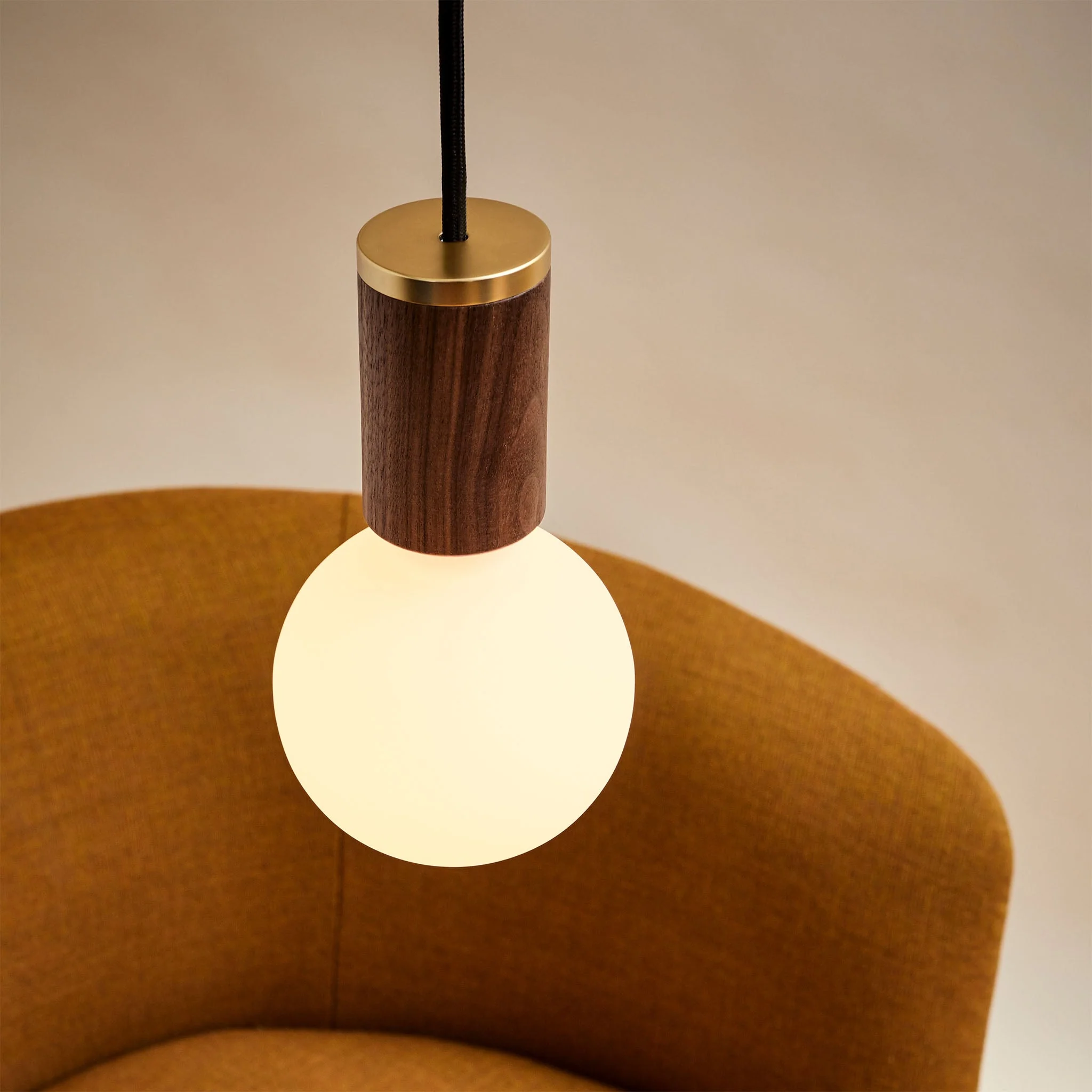 Sphere III Pendant Light in Oak - Image 3