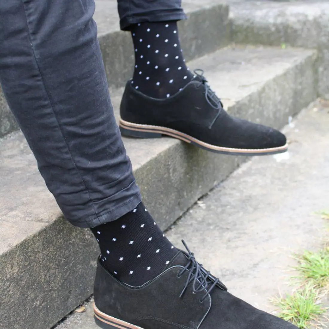 Spotted Black Bamboo Socks - Image 2
