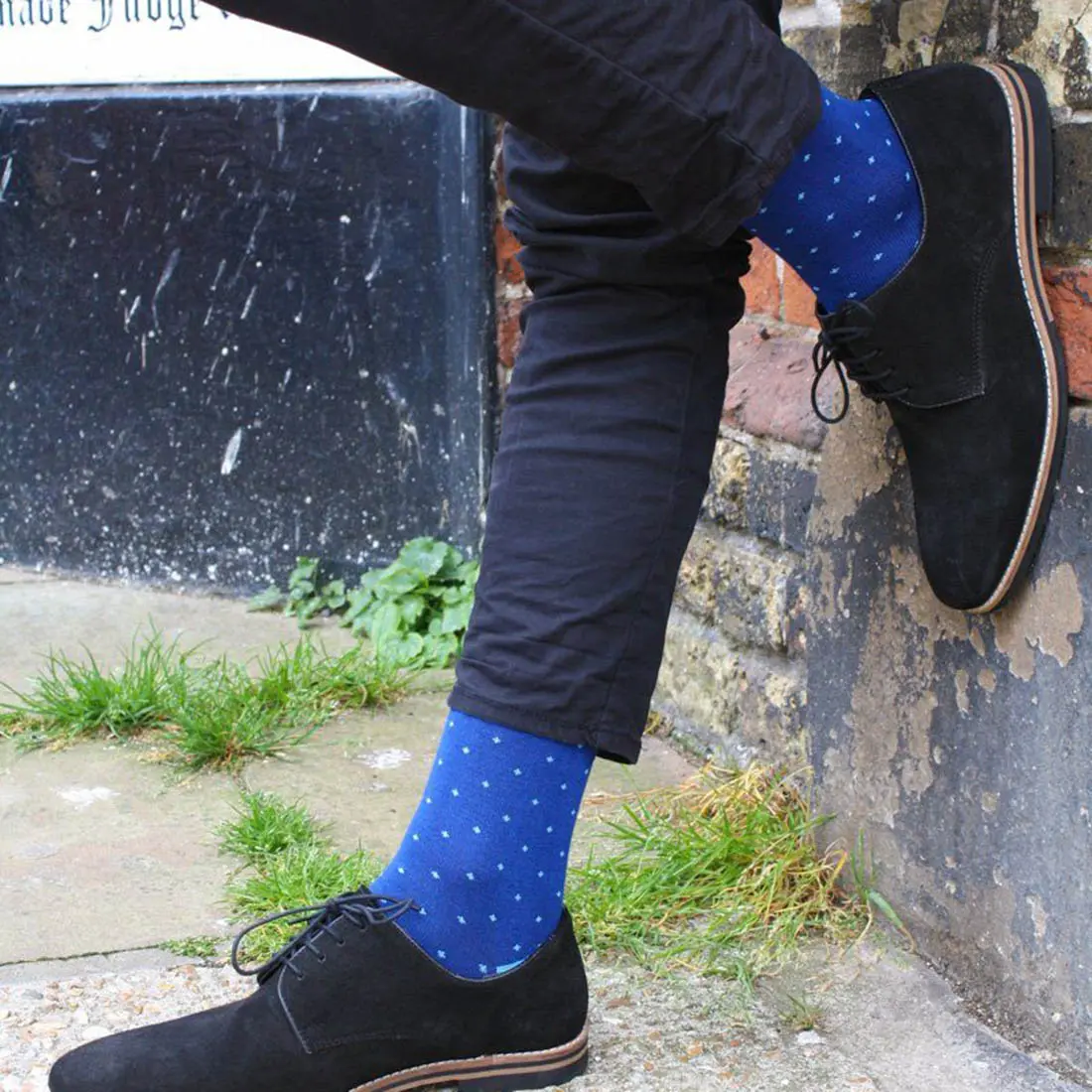 Spotted Sky Blue Bamboo Socks - Image 2