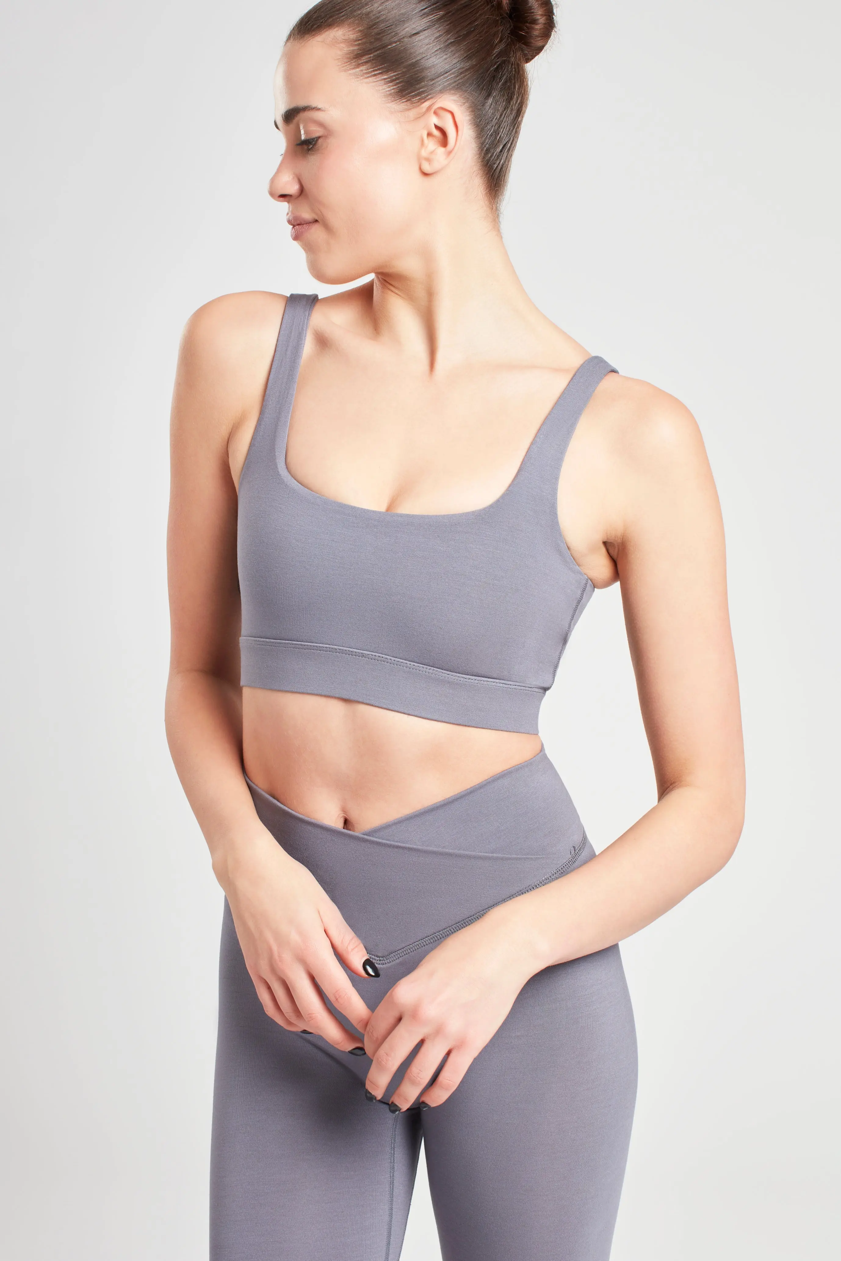 Pearl Grey Square Neck Sports Bra - Image 4