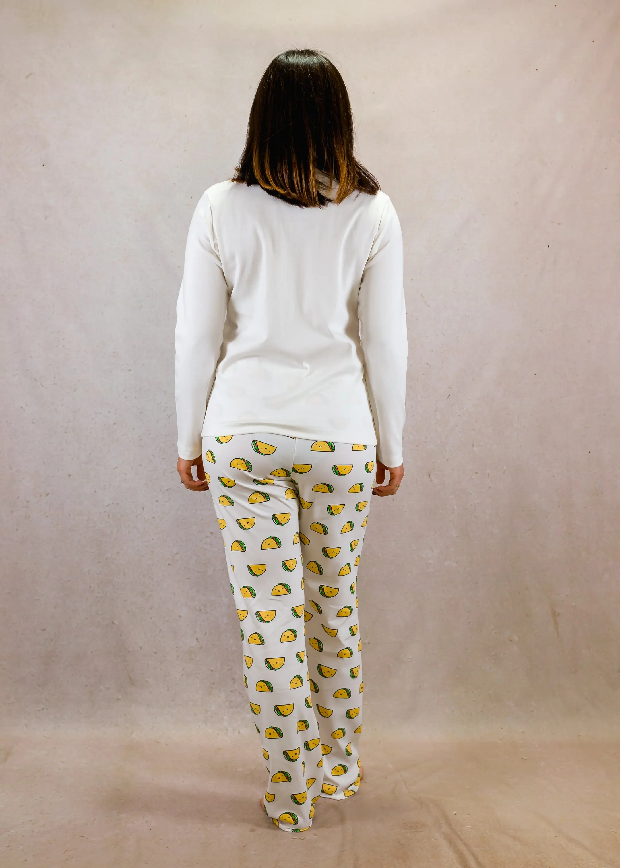 Tacos & white Women's Pima Cotton Long Sleeve Pyjama Trouser Set - Image 4