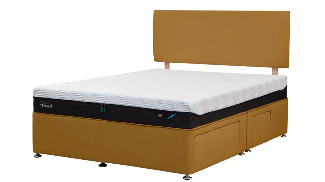 Tempur Buckingham Drawer Divan Continental 4 Drawers Venice Mustard – Luxury Bed