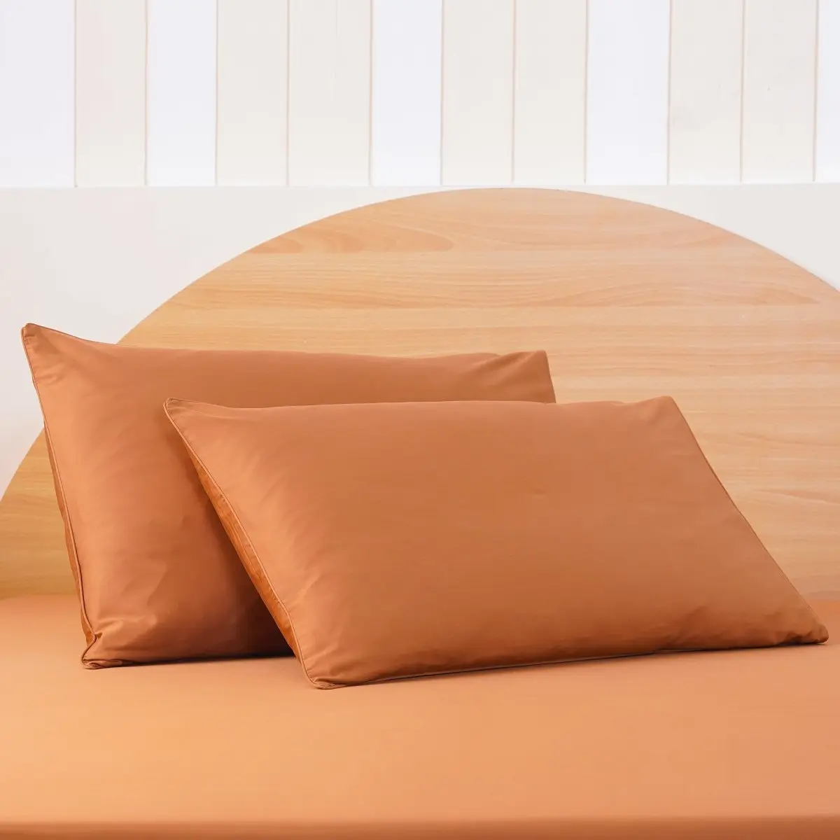 Terracotta Orange Ackly Bamboo Pillowcases Pair - Image 3