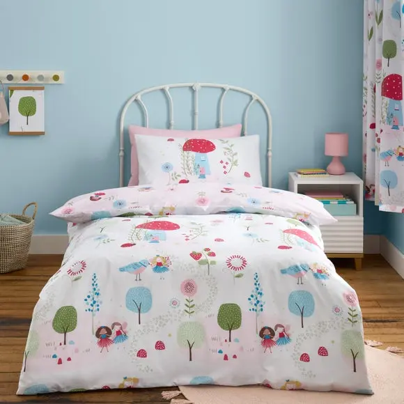 Toadstool Fairies Reversible Polycotton Duvet Cover & Pillowcase Set