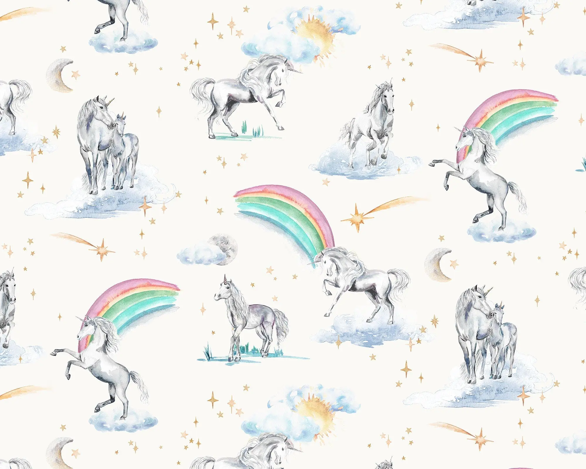 Unicorns and Rainbows - Cotton Curtain Fabric