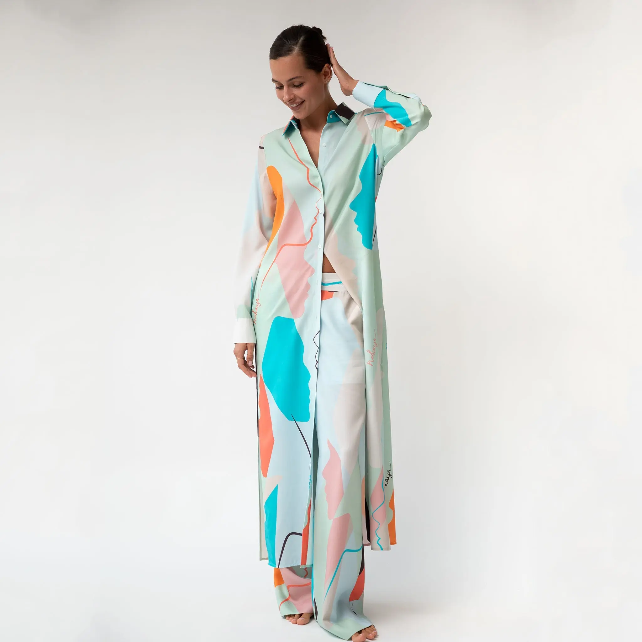 Us Tencel Twill Button-Down Long Shirt Dress - Image 3