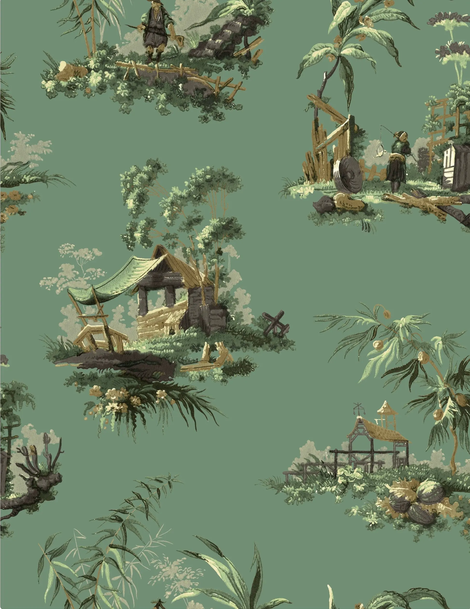 Vintage Oriental Wallpaper - Fern - Image 2