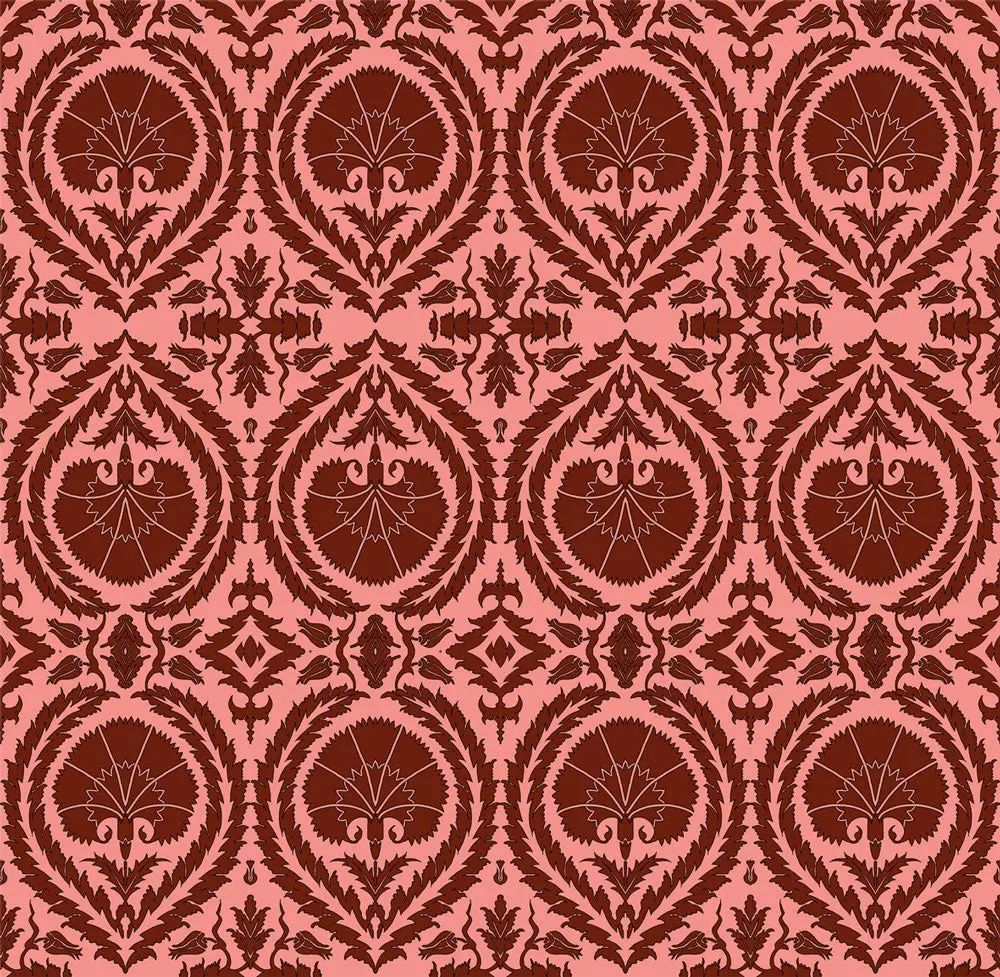 Wallpaper Acanthus and Wreath Red on Pink - £37.50 per sq metre - Image 3