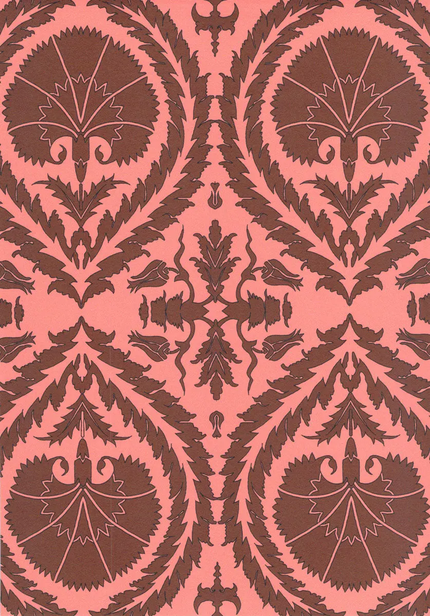 Wallpaper Acanthus and Wreath Red on Pink - £37.50 per sq metre - Image 4