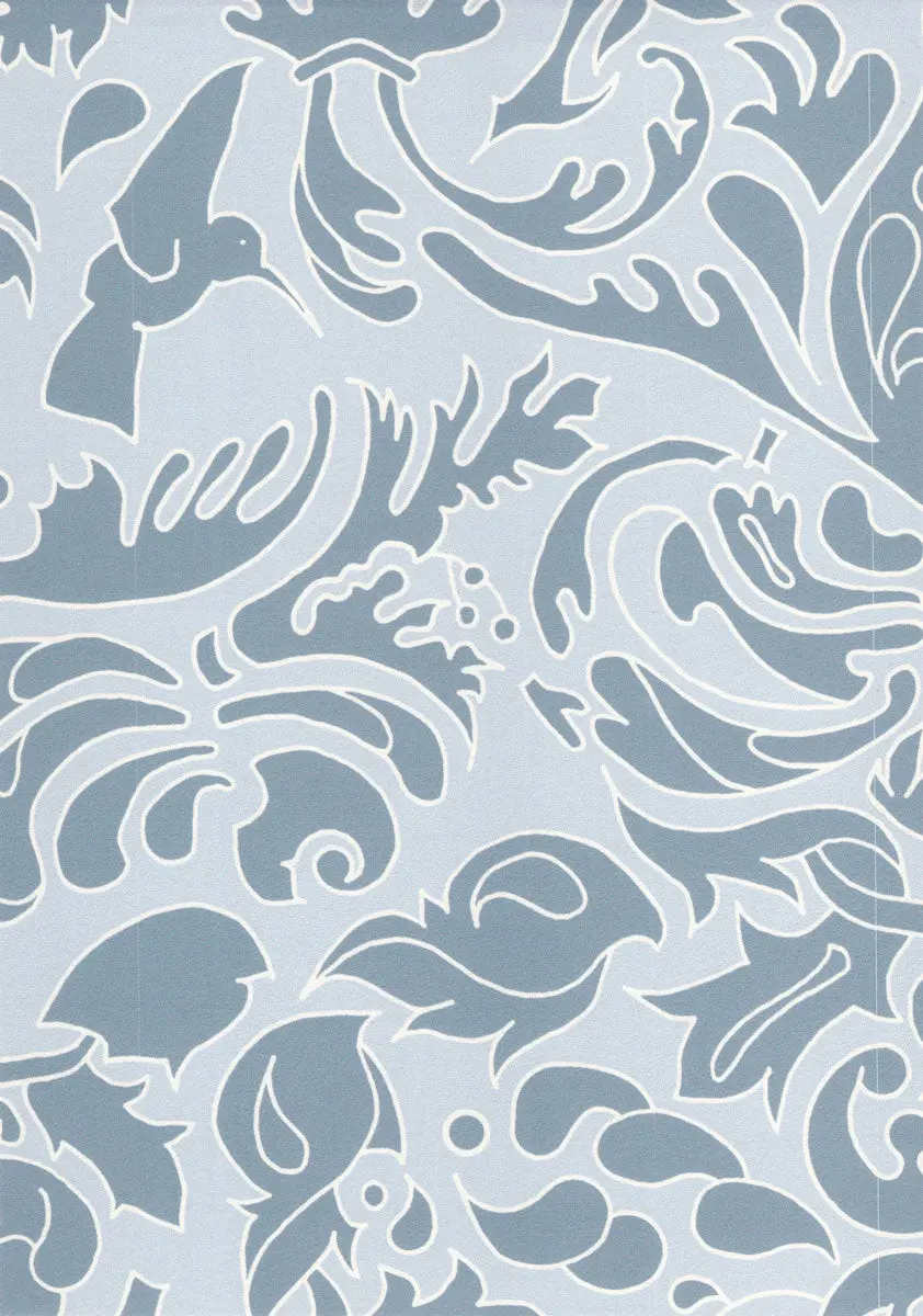Wallpaper Hummingbird Damask Blue And Pale Blue - £37.50 per sq metre - Image 6