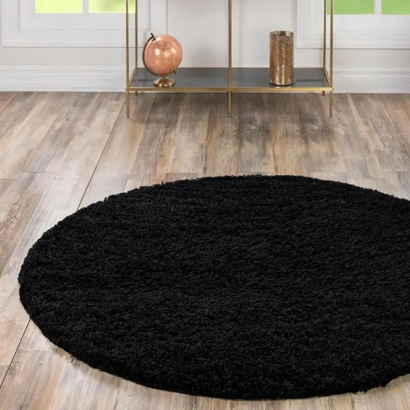 Washable Black Shaggy Rug - Image 6