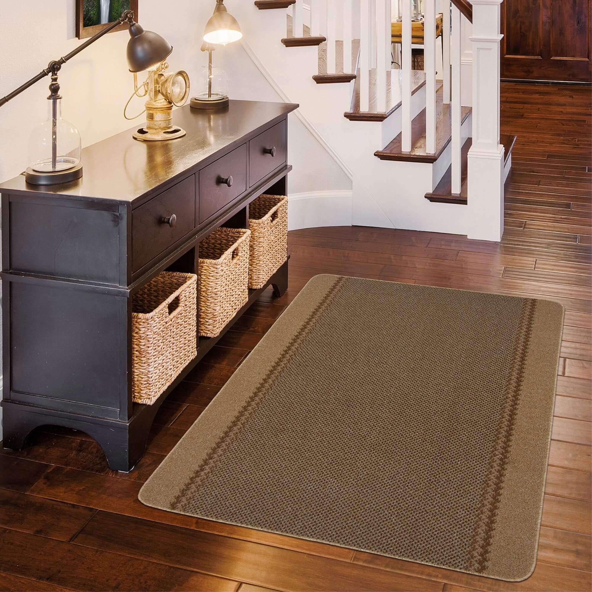Washable Bordered Beige Rug | 116B - Image 2