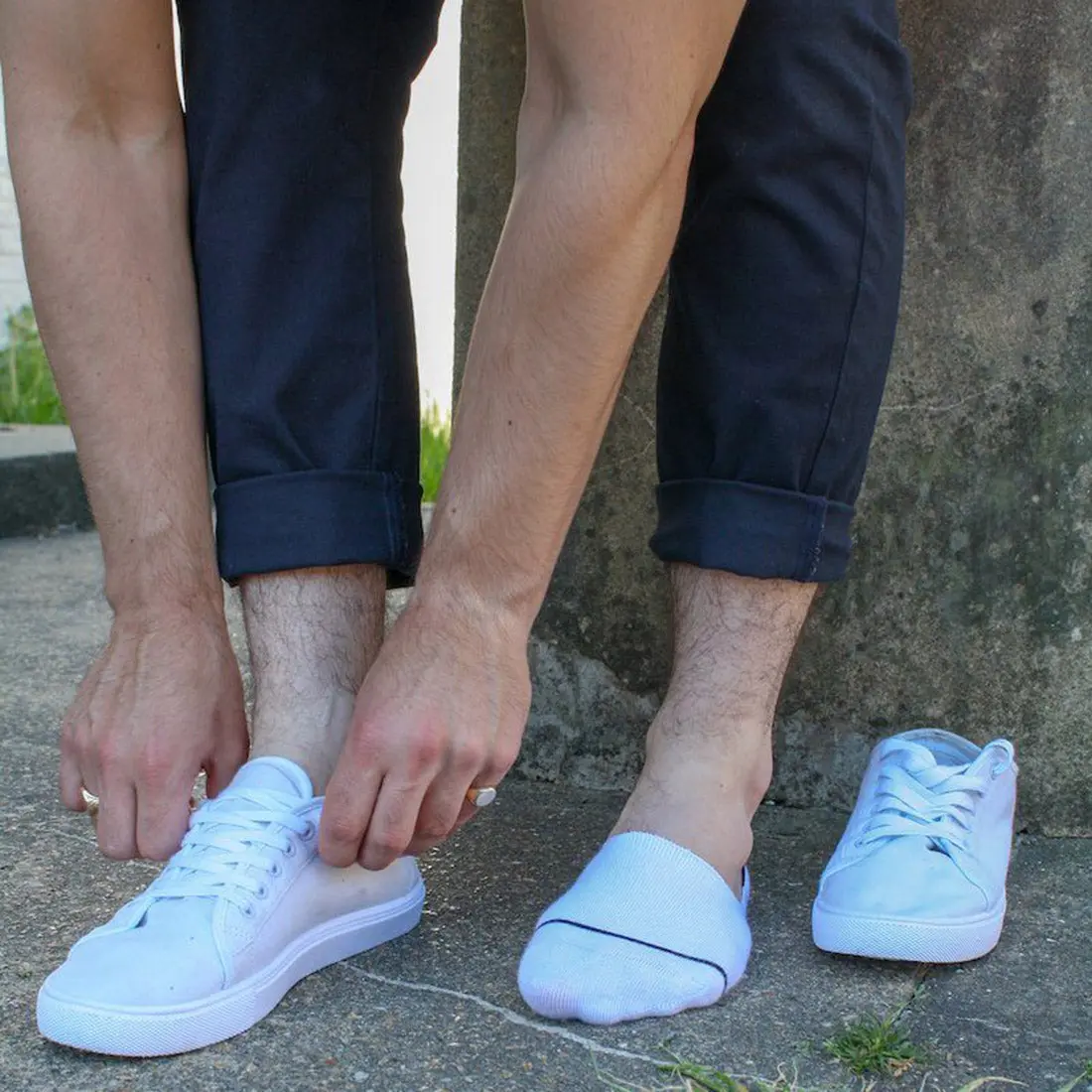 White "No-Show" Bamboo Socks - Image 2