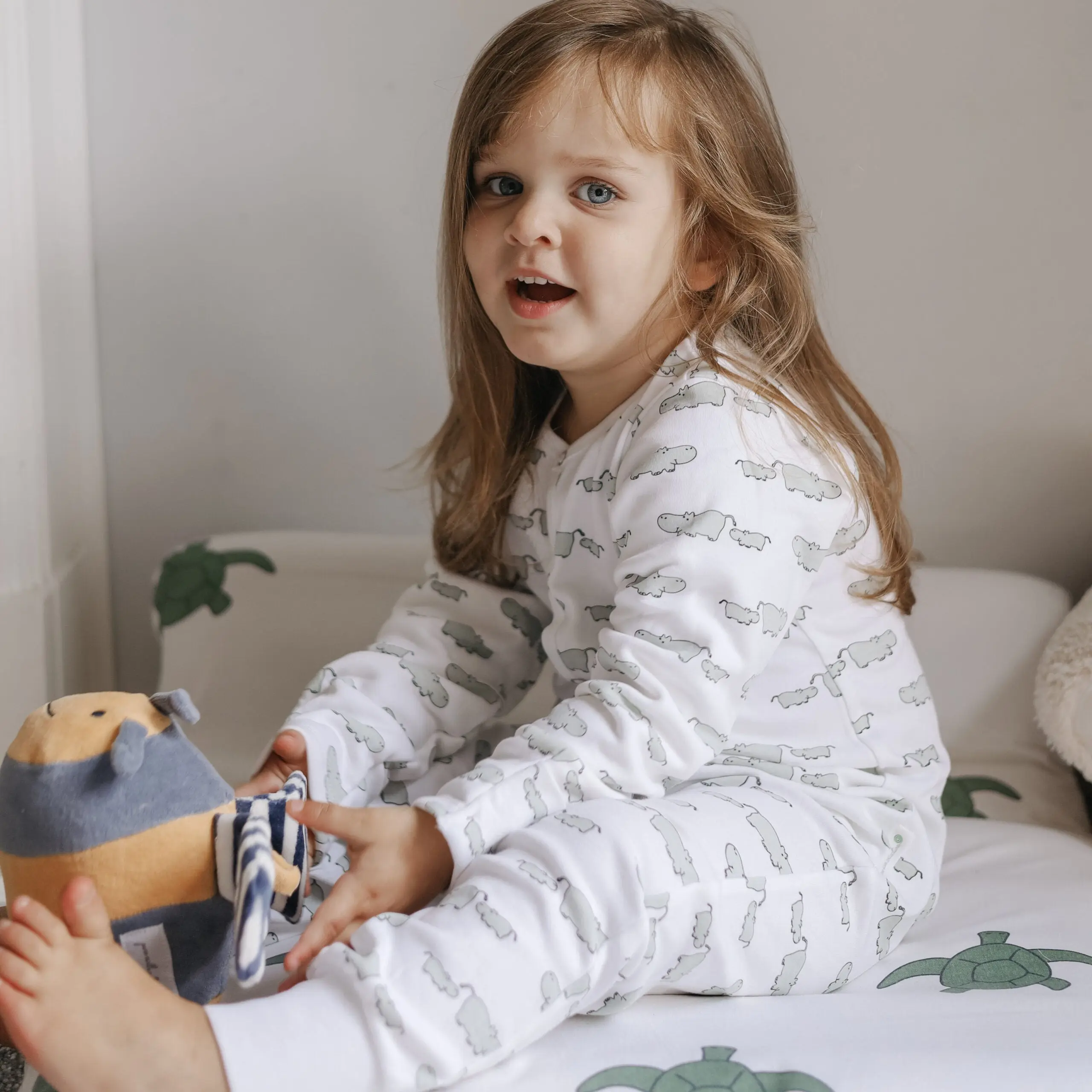 Winter Sleepsuit With Padded Sleeves (2pk) - Hippo - Image 3
