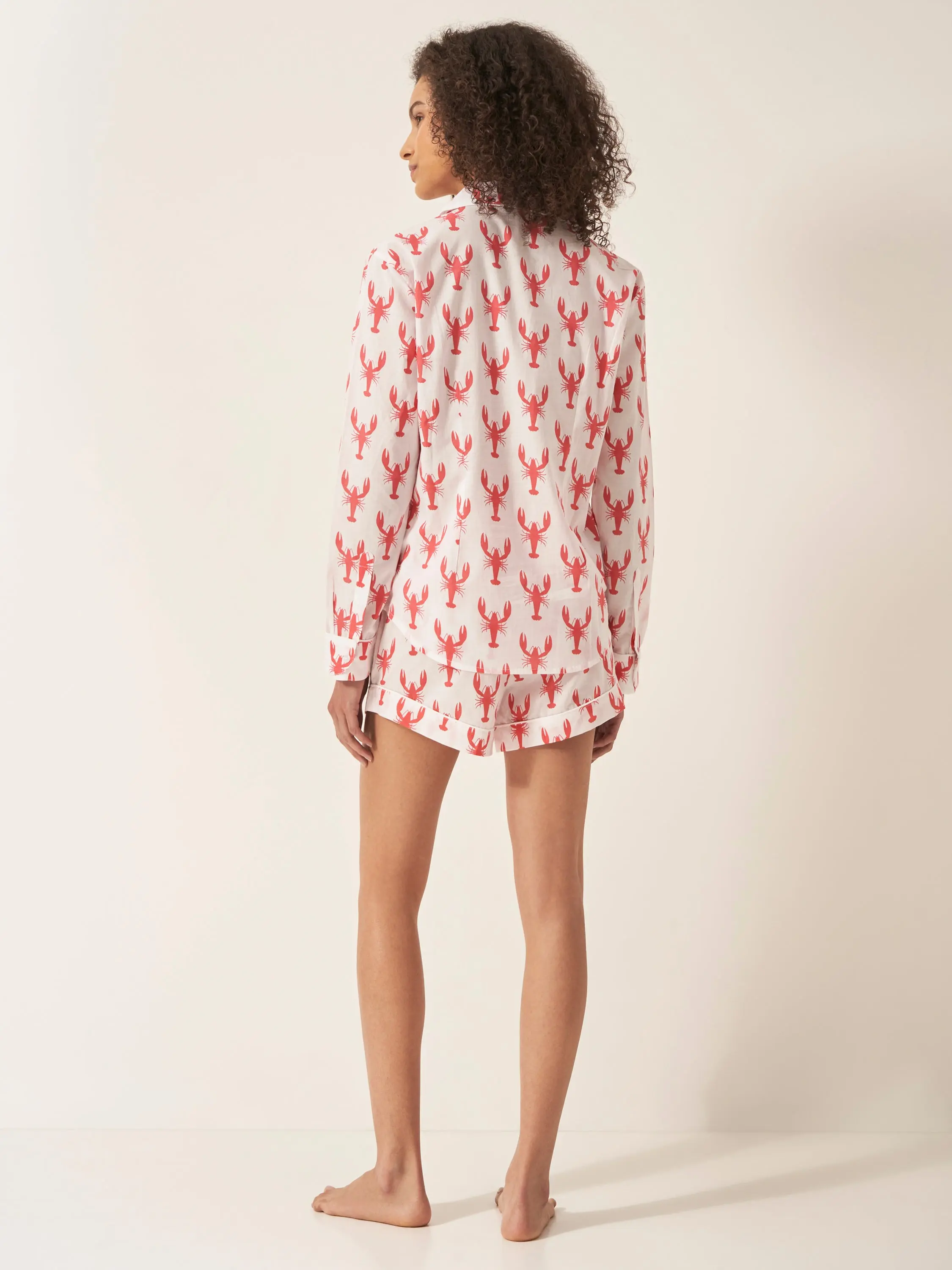 Red Lobster Women's Long Sleeve Organic Cotton Pyjama Short Set - Image 3