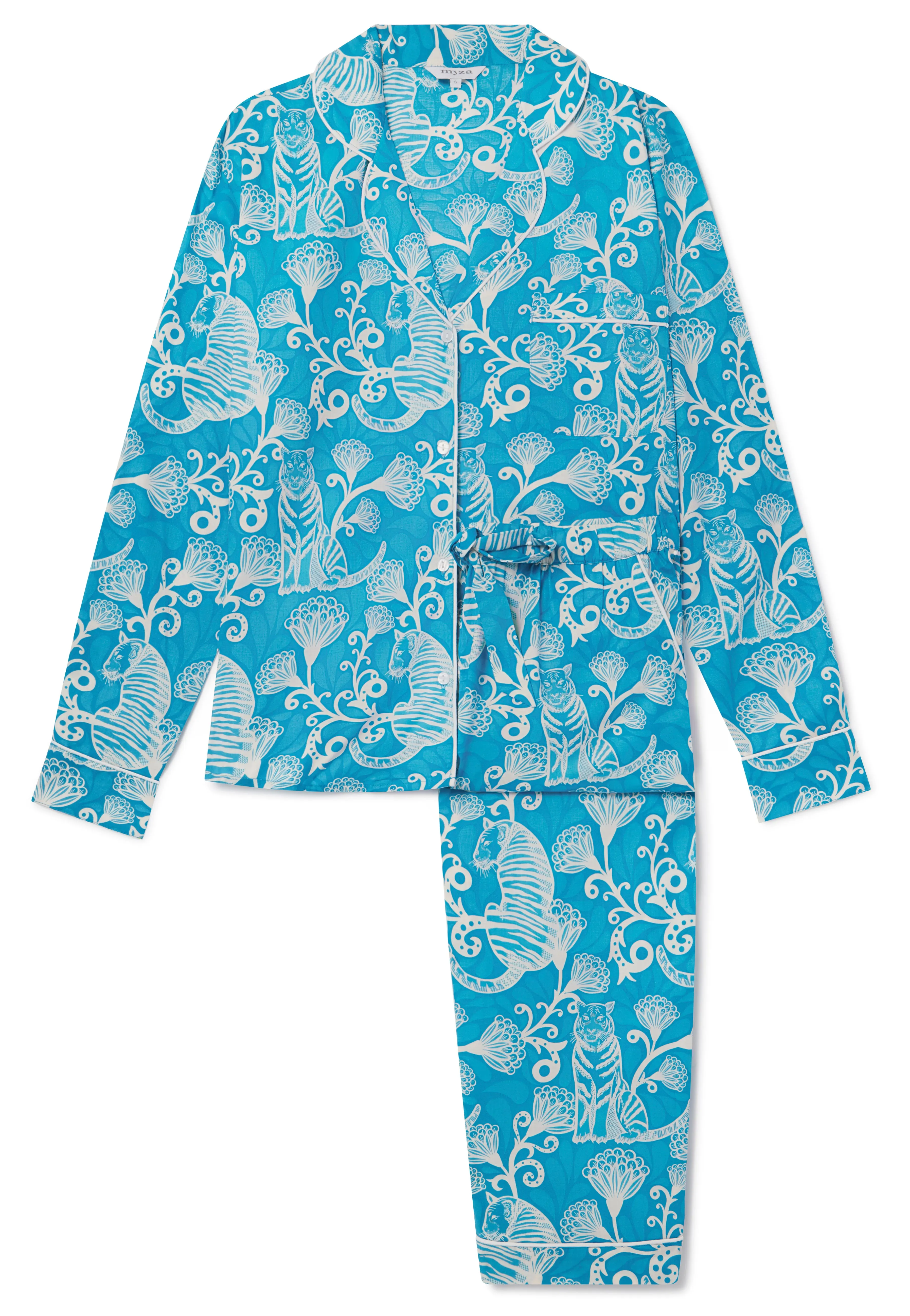 Tiger & Florals Women's Long Sleeve Organic Cotton Pyjama Trouser Set - Image 4