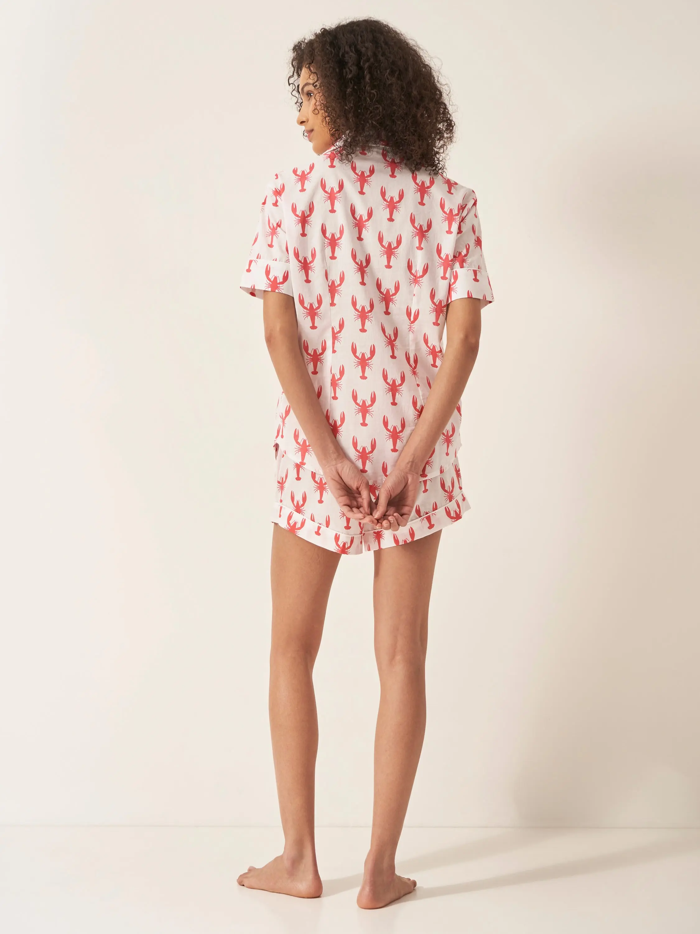 Red Lobster Women's Short Sleeve Organic Cotton Pyjama Short Set - Image 4