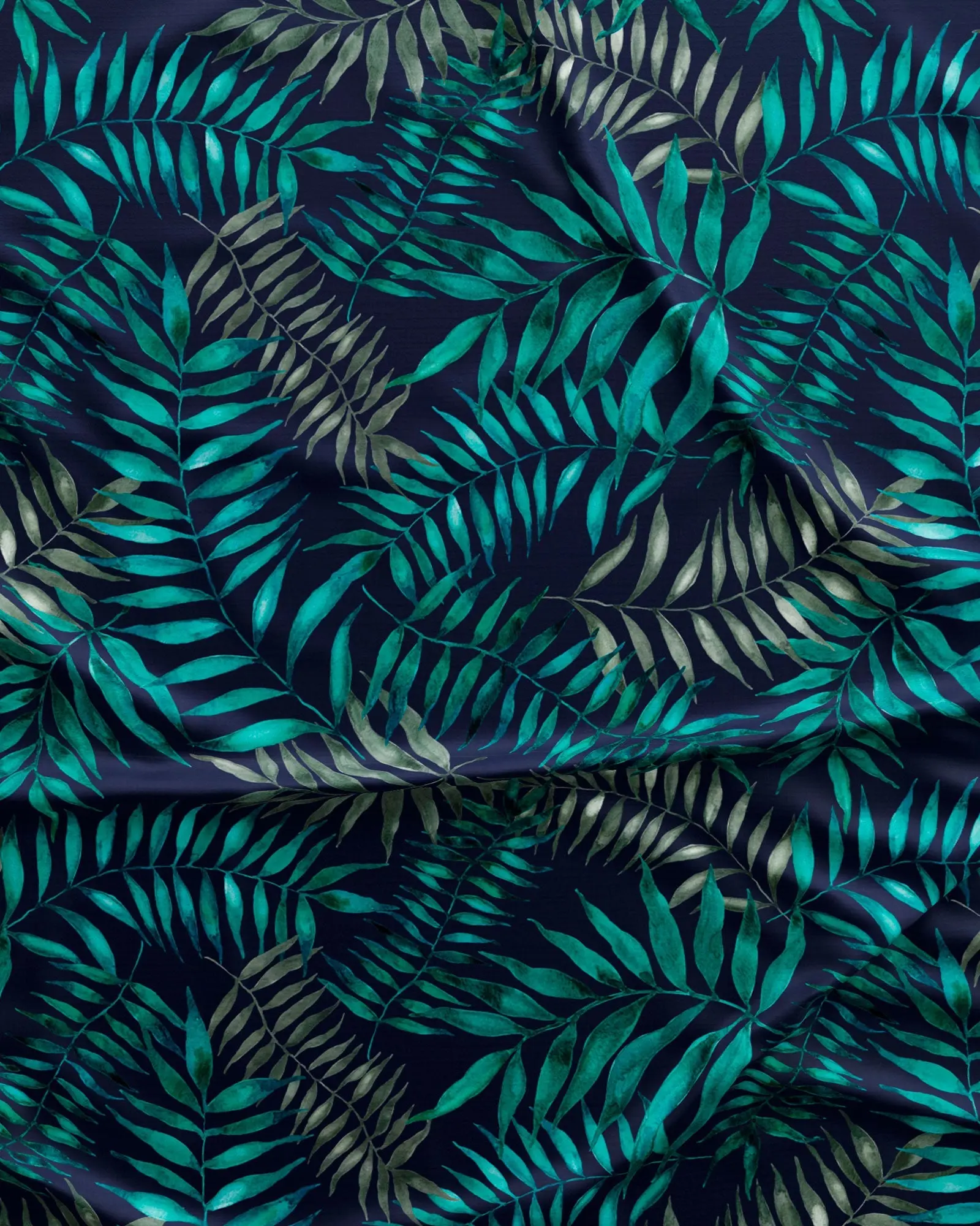 Women's Dressing Gown - Palm Leaves Navy - Image 2