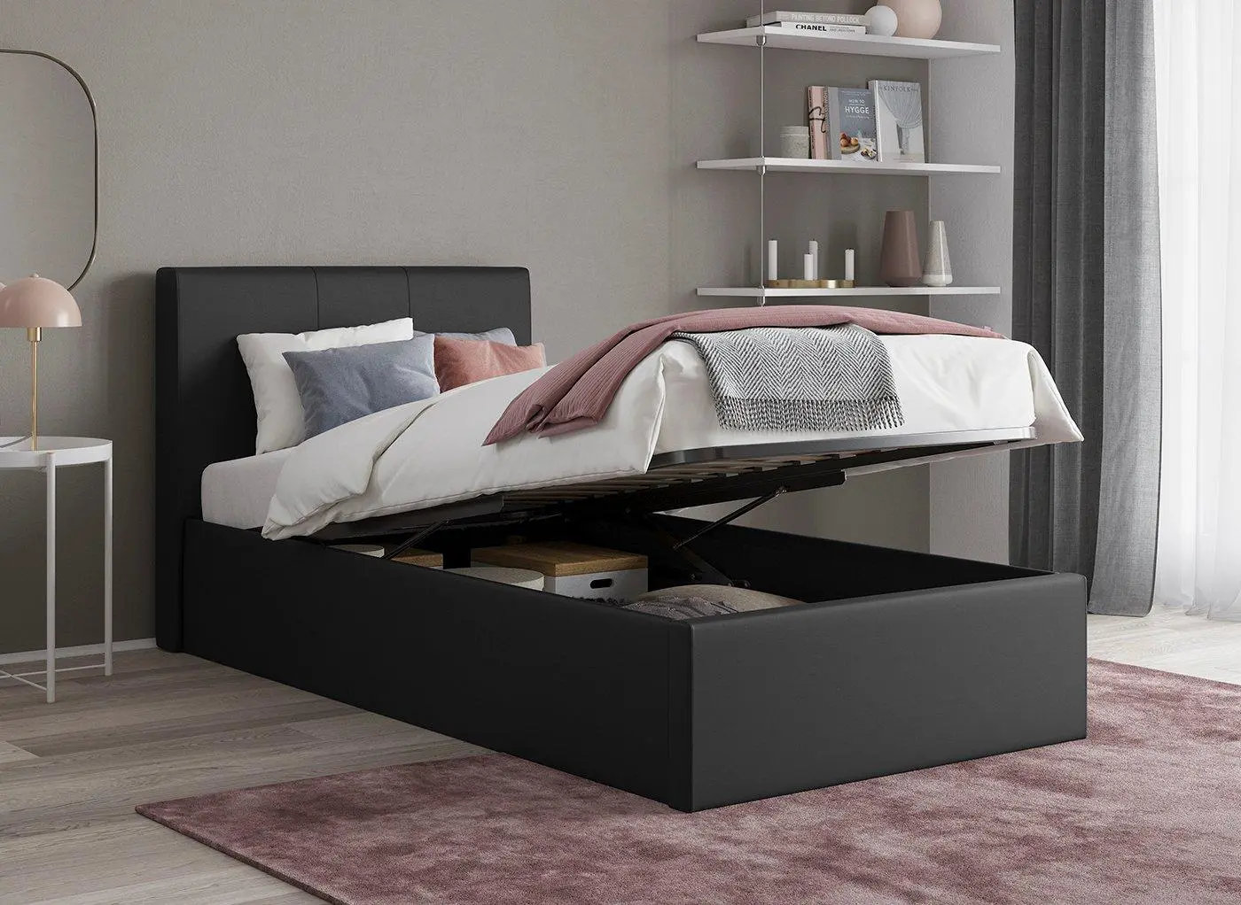 Yardley Upholstered Ottoman Bed Frame - Black