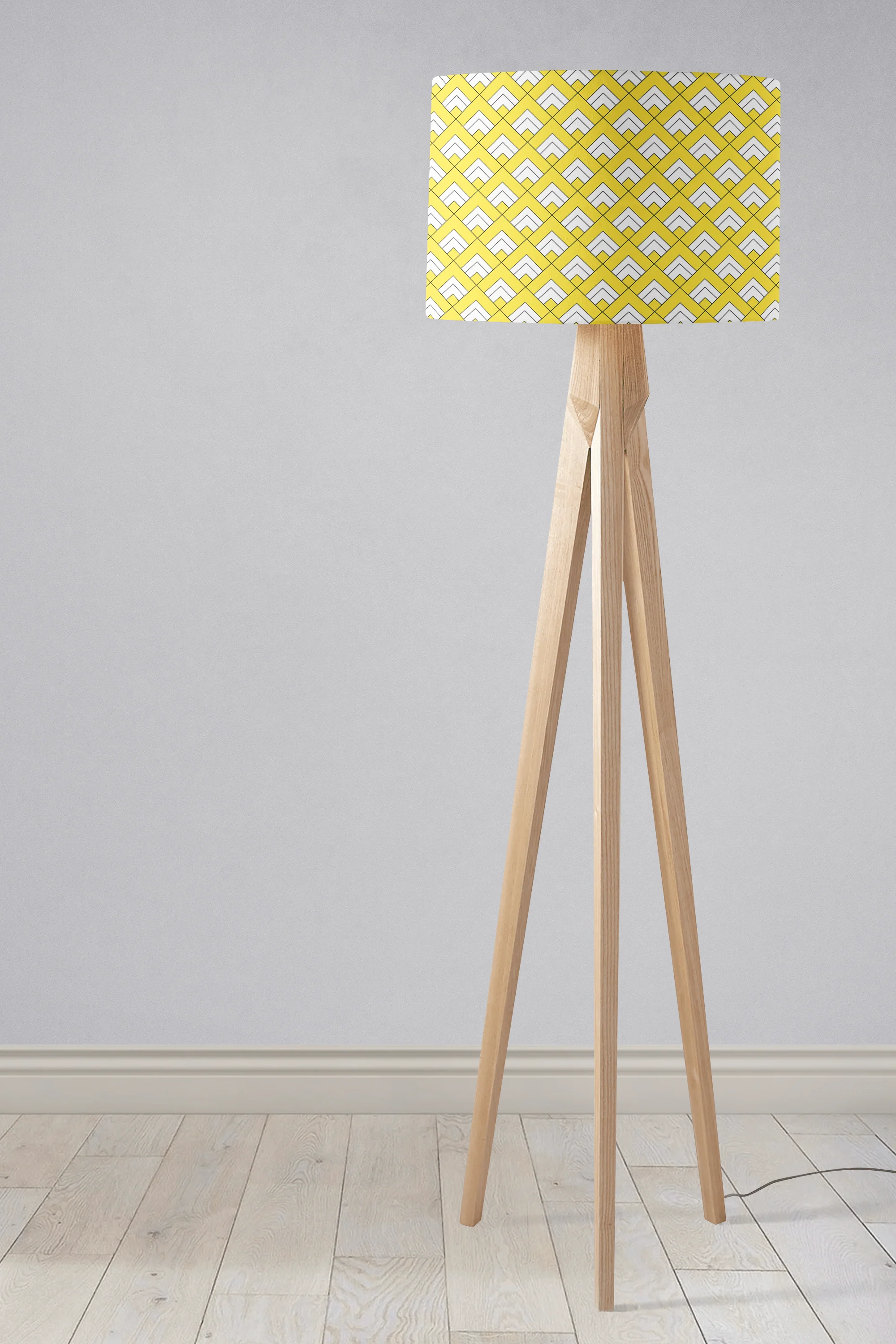 Yellow and White Geometric Tiles Design Lampshade, Ceiling or Table Lamp Shade - Image 3