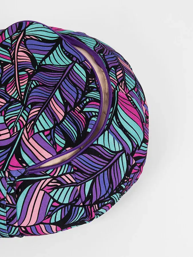 Yoga Studio Organic Cotton Buckwheat Round Floral Meditation Zafu Cushion - Image 9